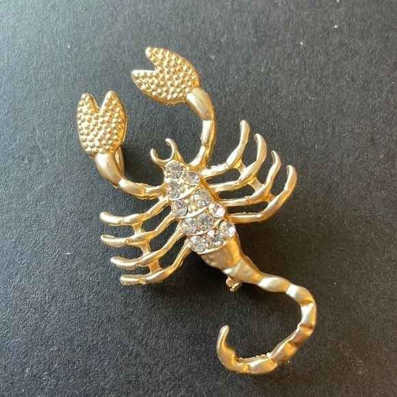 ANTHROPOLOGIE Scorpio ♏️ Zodiac Gold Tone Brooch - Picture 1 of 3